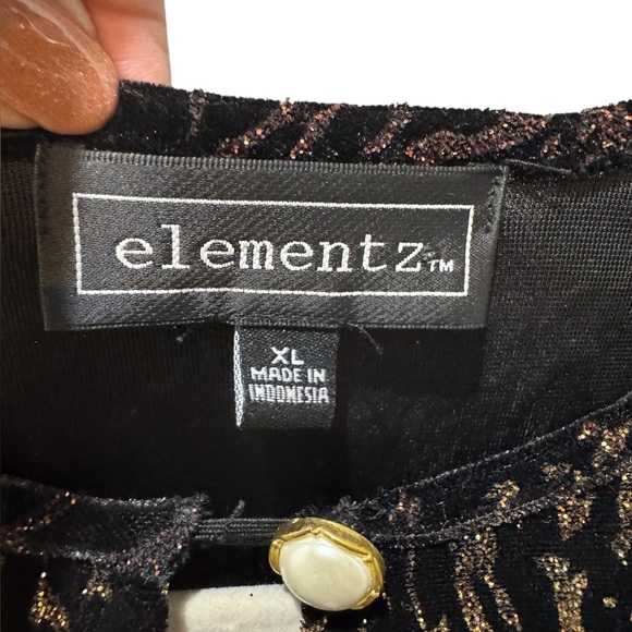 Elementz Metallic Glitter Jacket  Attached Velvet Cami Size XL Holiday Elegant - Picture 9 of 13